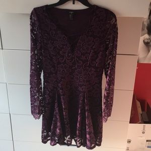 Forever 21 Flare Dress Purple Lace new